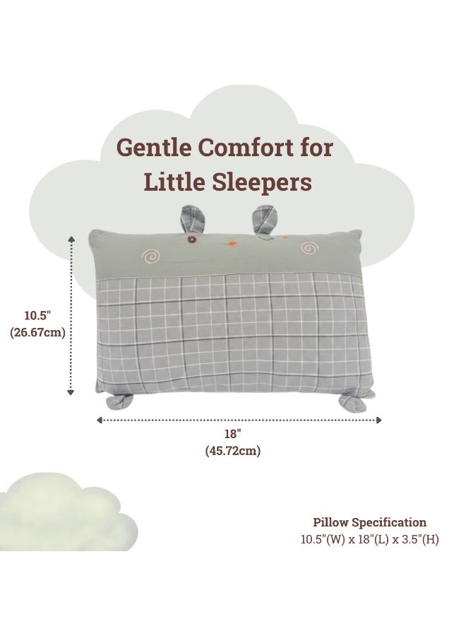 VELMORE Toddler Baby Pillow – Soft 100% Cotton Cover with Poly-Fiber Filling, Ideal Travel Pillow for Kids, Perfect for Sleeping, Bedding & Floor Use (26.67 × 45.72 cm), Available in Elegant Colors - Grey - Image 5